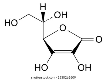 Estrutura química do ácido ascórbico, substância medicamentosa