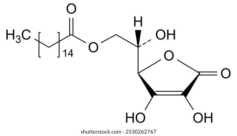 Estrutura química do palmitato de ascorbilo, substância medicamentosa