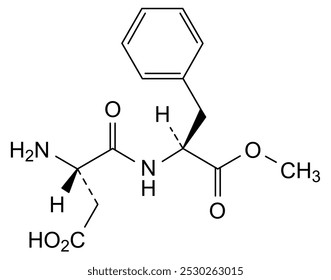 Estrutura química do aspartame, substância medicamentosa