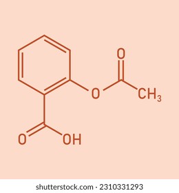 Chemical structure of Aspirin or Acetylsalicylic acid (C9H8O4). Chemical resources for teachers and students. Vector illustration isolated on white background.