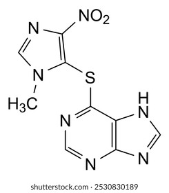 Estrutura química da azatioprina, substância medicamentosa