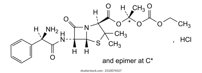 Estrutura química do cloridrato de bacampicilina, substância medicamentosa