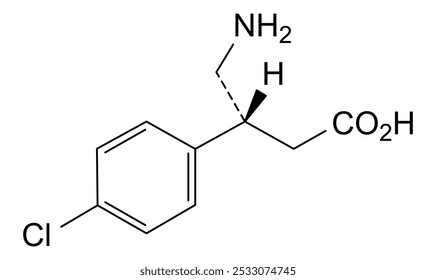 Estrutura química do Baclofeno, substância medicamentosa