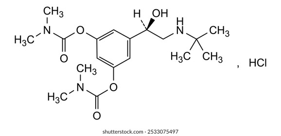 Estrutura química do cloridrato de bambuterol, substância medicamentosa