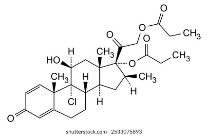 Estrutura química do dipropionato de beclometasona, substância medicamentosa