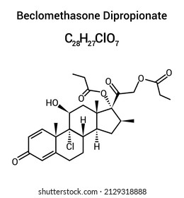 chemical structure of beclomethasone dipropionate (C28H37ClO7)