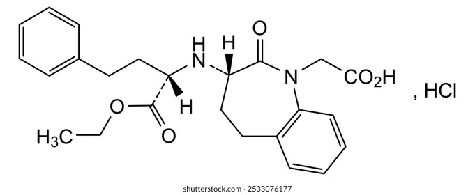 Estrutura química do cloridrato de benazepril, substância medicamentosa