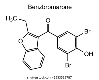 Estrutura química de benzbromarona, substância medicamentosa