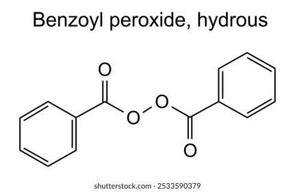 Estrutura química do peróxido de benzoílo, hidratado, substância medicamentosa