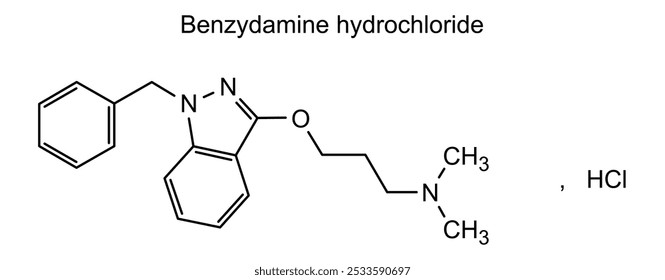 Estrutura química do cloridrato de benzidamina, substância medicamentosa