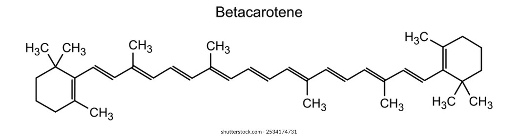 Estrutura química do betacaroteno, substância medicamentosa