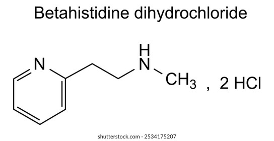 Estrutura química do dicloridrato de betahistina, substância medicamentosa