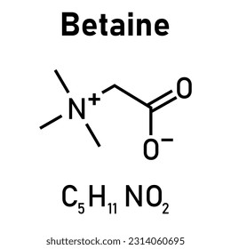Chemical structure of Betaine (C5H11NO2). Chemical resources for teachers and students. Vector illustration.