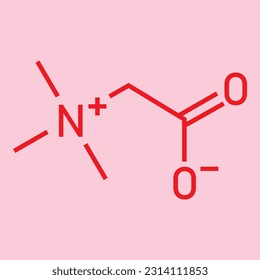 Chemical structure of Betaine (C5H11NO2). Chemical resources for teachers and students. Vector illustration.