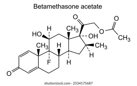 Estrutura química do acetato de betametasona, substância medicamentosa