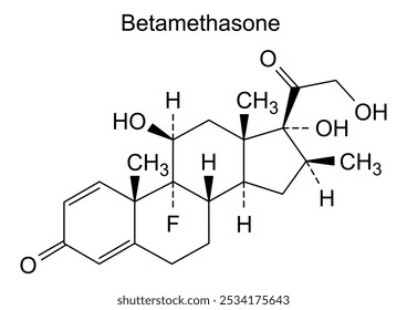 Estrutura química da betametasona, substância medicamentosa