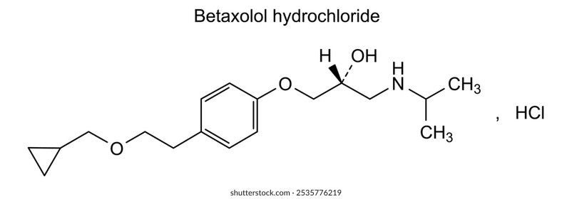 Estrutura química do cloridrato de betaxolol, substância medicamentosa