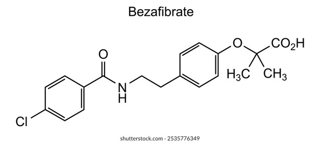 Estrutura química do bezafibrato, substância medicamentosa