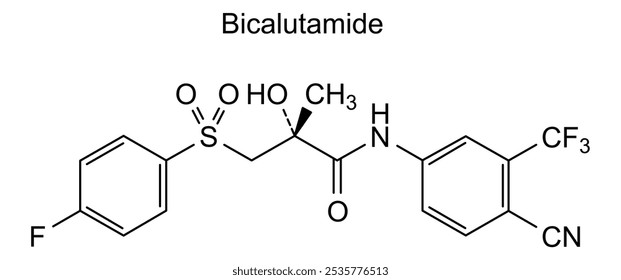 Estrutura química da bicalutamida, substância medicamentosa