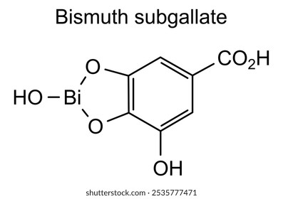 Estrutura química do subgalato de bismuto, substância medicamentosa