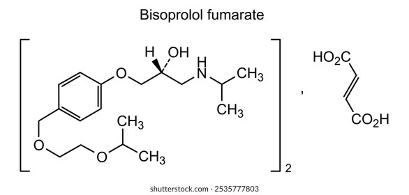 Estrutura química do fumarato de bisoprolol, substância medicamentosa