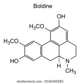 Estrutura química da boldina, substância medicamentosa