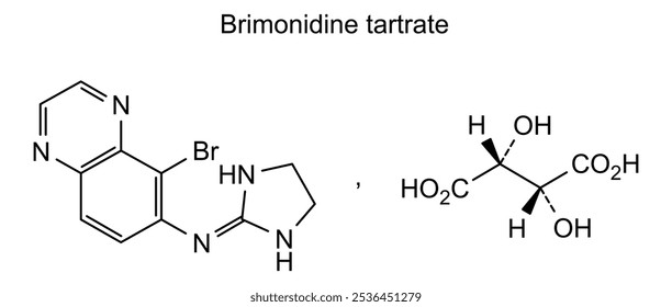 Estrutura química do tartarato de brimonidina, substância medicamentosa