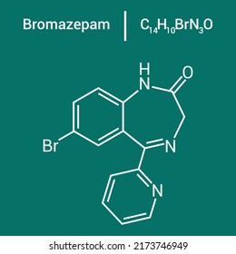 chemical structure of Bromazepam (C14H10BrN3O)