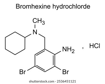 Estrutura química do cloridrato de bromexina, substância medicamentosa