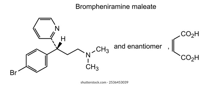 Estrutura química do maleato de bromfeniramina, substância medicamentosa