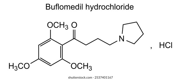 Estrutura química do cloridrato de buflomedilo, substância medicamentosa