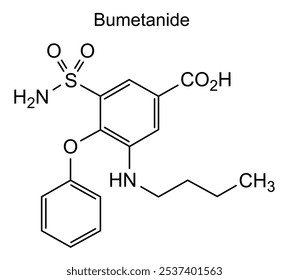 Estrutura química de bumetanida, substância medicamentosa