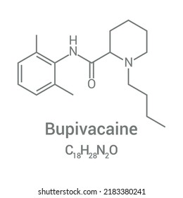 chemical structure of Bupivacaine (C18H28N2O)