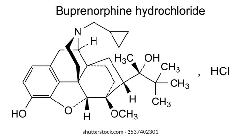 Estrutura química do cloridrato de buprenorfina, substância medicamentosa