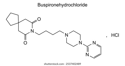 Estrutura química do cloridrato de buspirona, substância medicamentosa