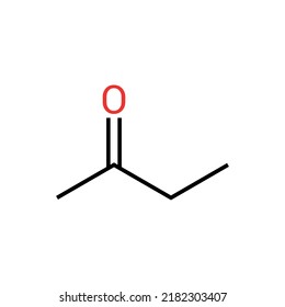 chemical structure of Butanone (C4H8O)