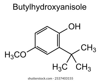 Estrutura química do butil-hidroxianisol, substância medicamentosa