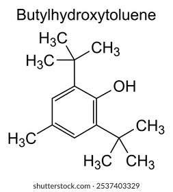 Estrutura química do butil-hidroxitolueno, substância medicamentosa