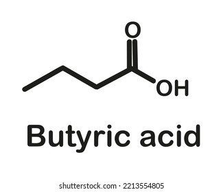 Chemical structure of butyric acid. Vector illustration