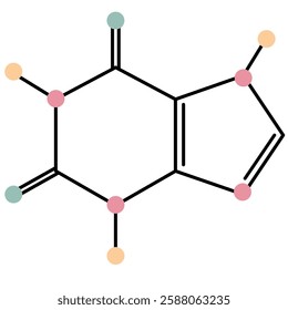 Chemical structure of caffeine. Flat vector