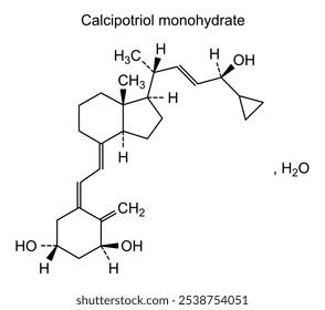 Estrutura química do calcipotriol monohidratado, substância medicamentosa