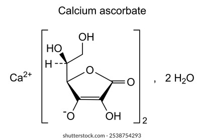 Estrutura química do ascorbato de cálcio, substância medicamentosa