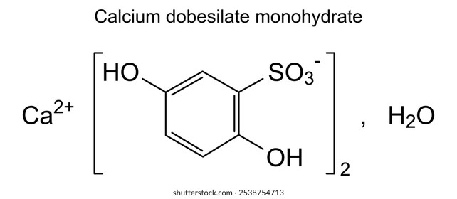 Estrutura química do dobesilato de cálcio mono-hidratado, substância medicamentosa