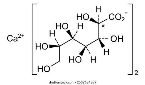 Estrutura química do gluco-heptonato de cálcio, substância medicamentosa