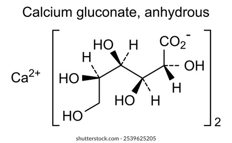 Estrutura química do gluconato de cálcio anidro, substância medicamentosa