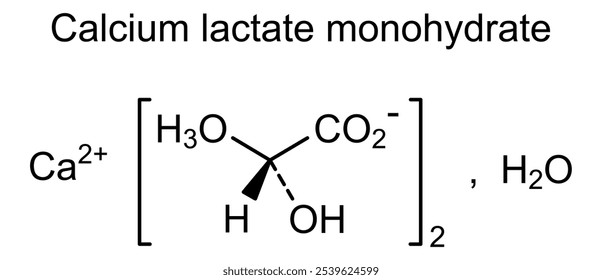 Estrutura química do lactato de cálcio mono-hidratado, substância medicamentosa