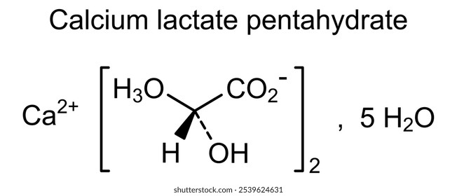 Estrutura química do lactato de cálcio penta-hidratado, substância medicamentosa