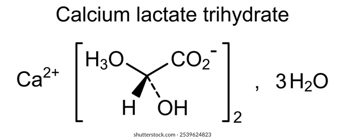 Estrutura química do lactato de cálcio trihidratado, substância medicamentosa