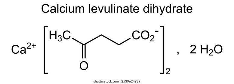 Estrutura química do levulinato de cálcio di-hidratado, substância medicamentosa