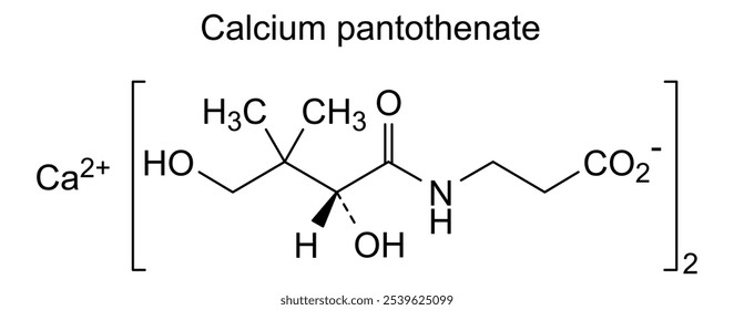 Estrutura química do pantotenato de cálcio, substância medicamentosa